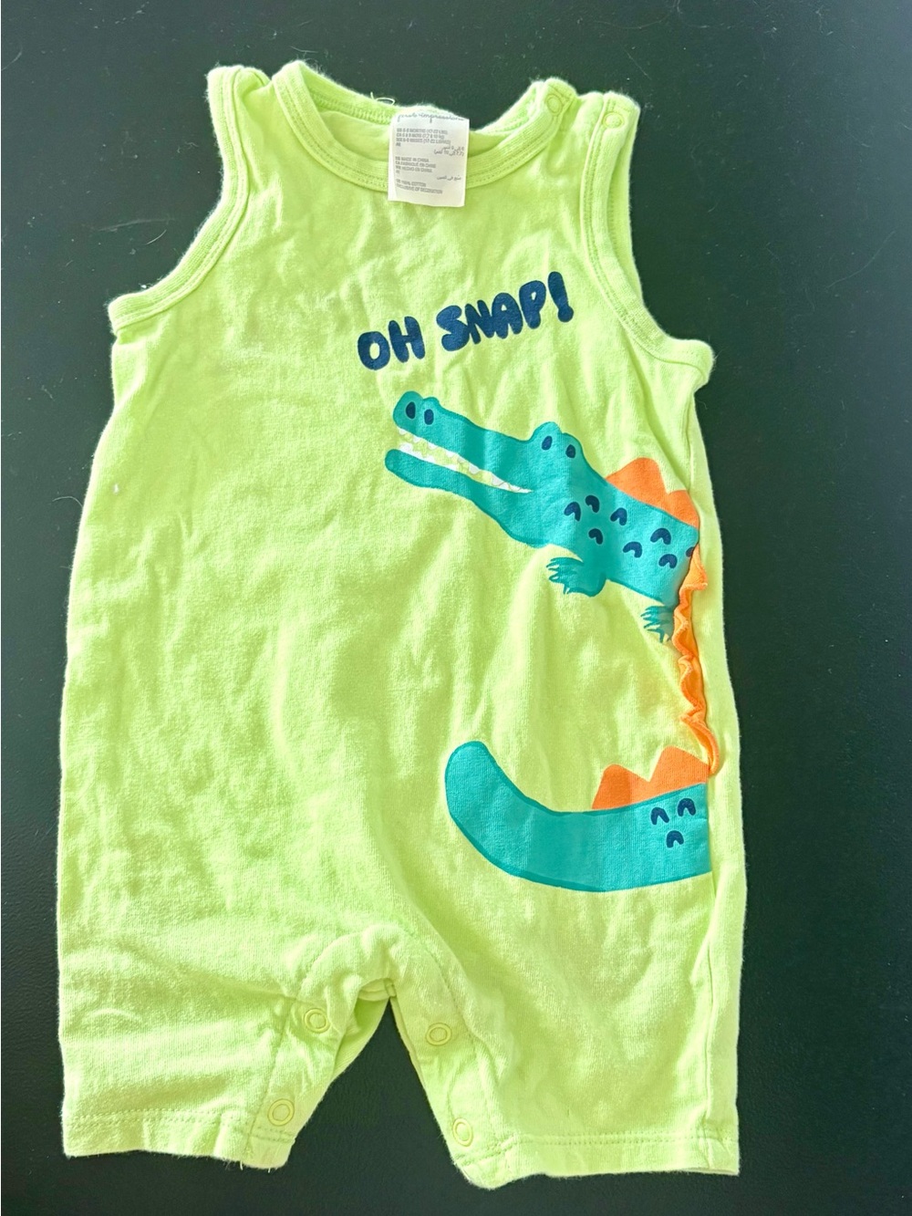 First Impressions Lime Green Crocodile Print One-Piece